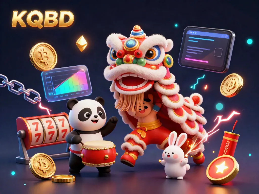 Experience KQBD with a vibrant lion dance illustration, featuring adorable characters and the thrill of slots.