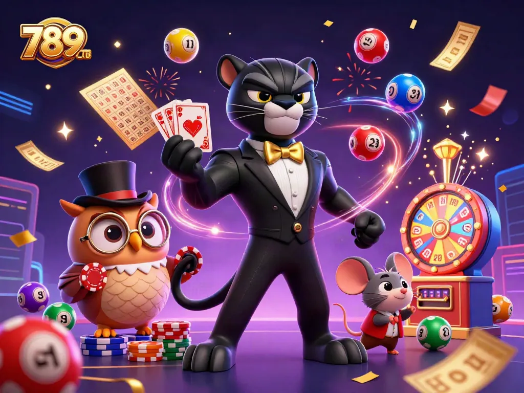 Experience thrilling games at 789CLUB with dynamic lottery balls and exciting prizes in a vibrant casino scene.