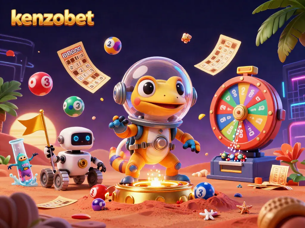 Experience kenzobet's thrilling games surrounded by vibrant casino elements.