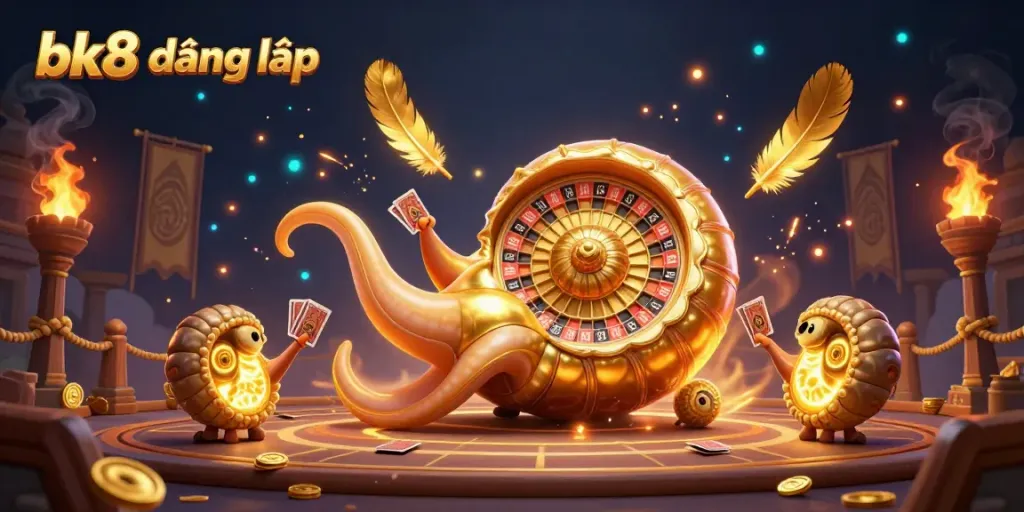 Spin the golden roulette wheel at bk8 đăng nhập with vibrant casino elements and dynamic characters.