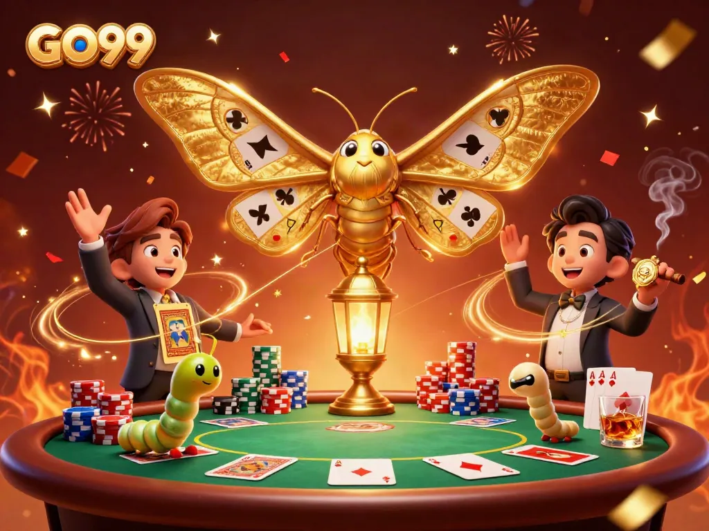 Experience the excitement of GO99 gaming with a vibrant casino scene featuring poker elements.