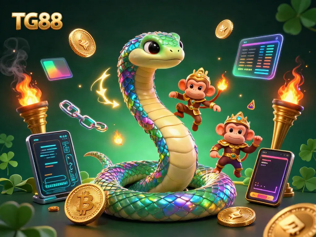 Engage in exhilarating gameplay at TG88 with vibrant cartoon characters and crypto elements.
