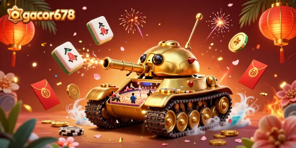 Experience the thrill of gambling with gacor678 in an elaborate 3D casino environment featuring a golden beetle tank.