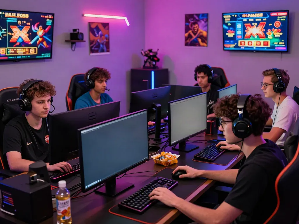 Players engaging in thrilling online games at Fox88 in a vibrant gaming room