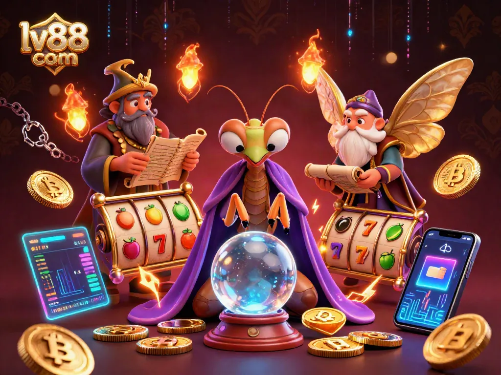 Engage in thrilling slot games at lv88 com with vibrant characters and casino elements.