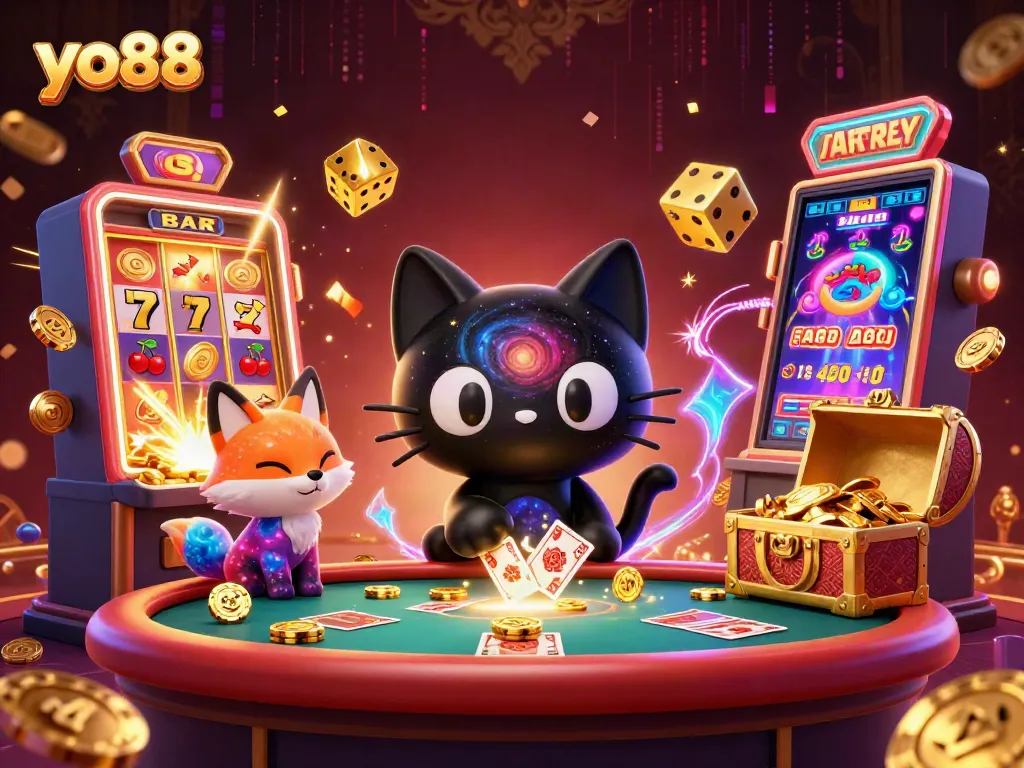Engage with exciting yo88 gaming experiences at a cosmic casino with dynamic 3D characters.