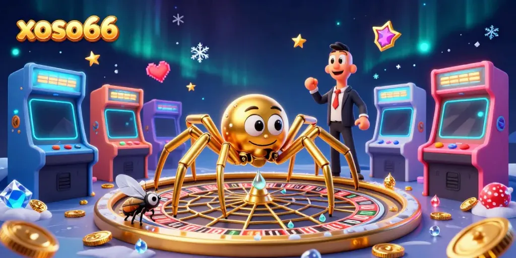 Experience thrilling bets at xoso66 with our casino-inspired vibrant 3D illustration