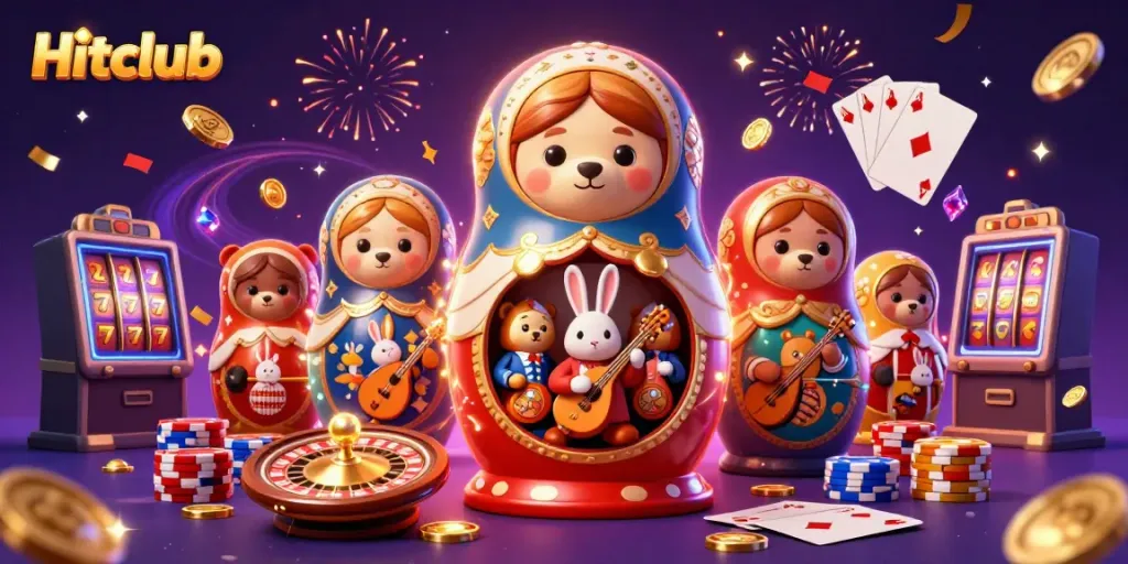 Engage with Hitclub's vibrant casino experience featuring cartoon characters and dynamic elements.