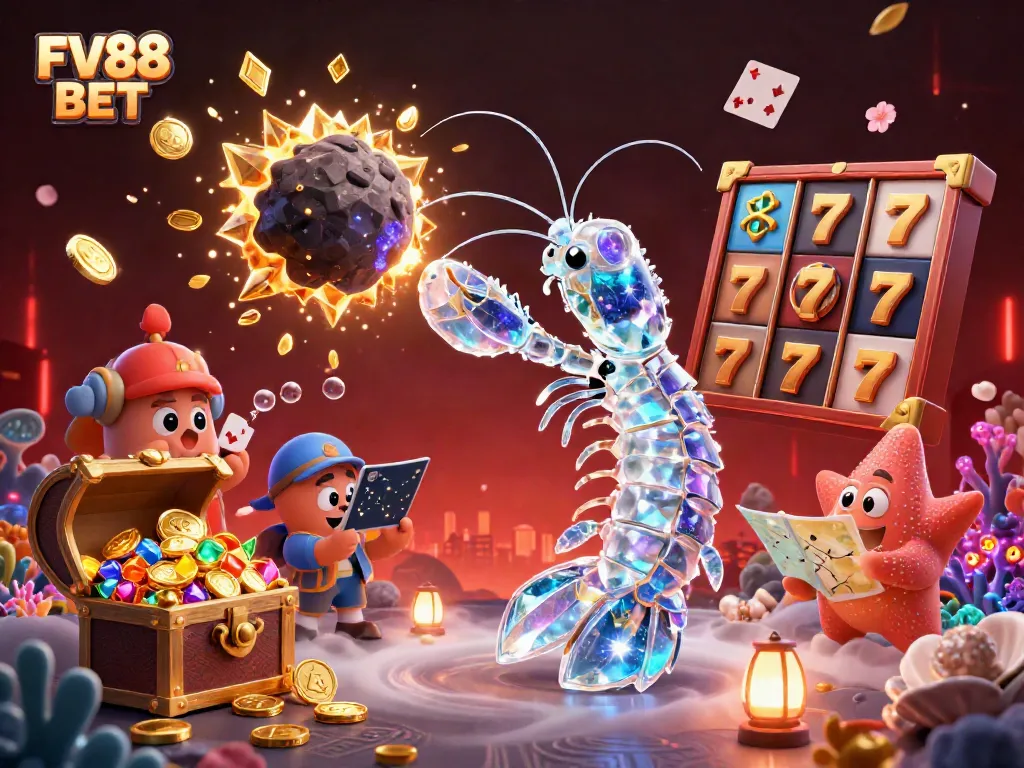 Engage with FV88 BET through dynamic slots as our galactic samurai battles for treasure in this colorful illustration.
