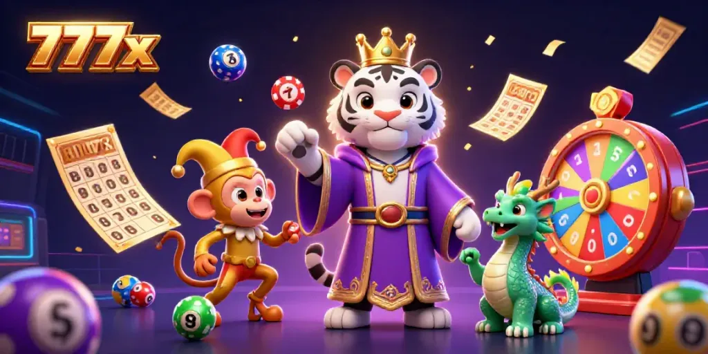 Experience the excitement of 777x casino with vibrant characters and dynamic gaming elements.