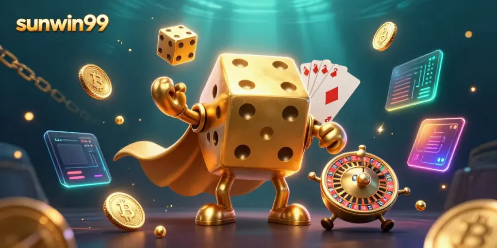 Experience thrilling gameplay with sunwin99 while the golden dice golem juggles riches!
