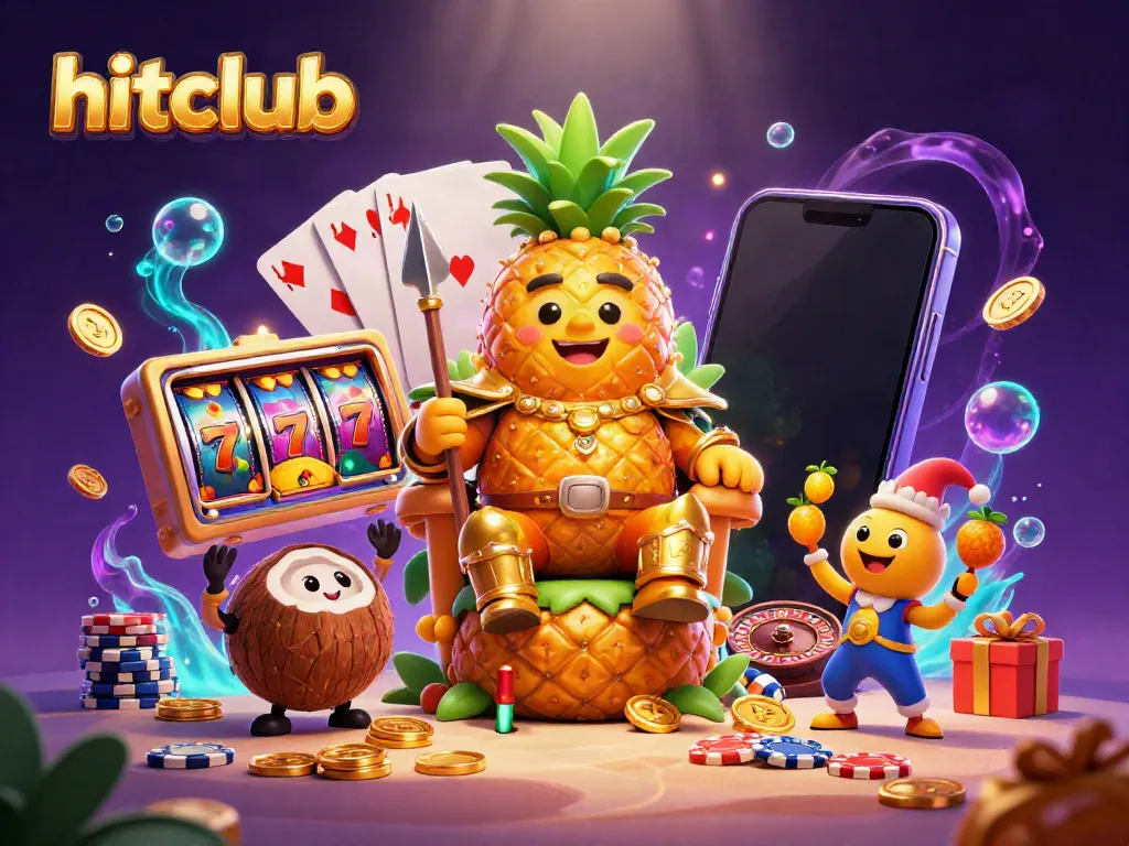 Join the action at hitclub with a golden pineapple king and vibrant casino elements!