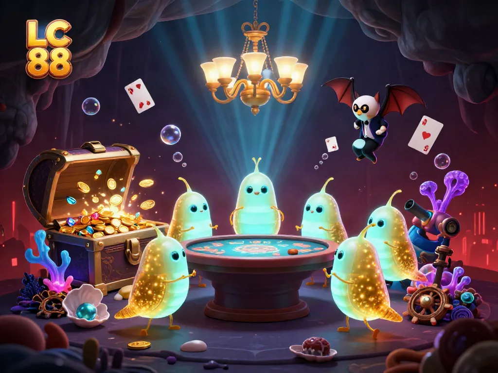 Experience thrilling gameplay at LC 88's vibrant underwater casino with dazzling glowworms and rich treasures.