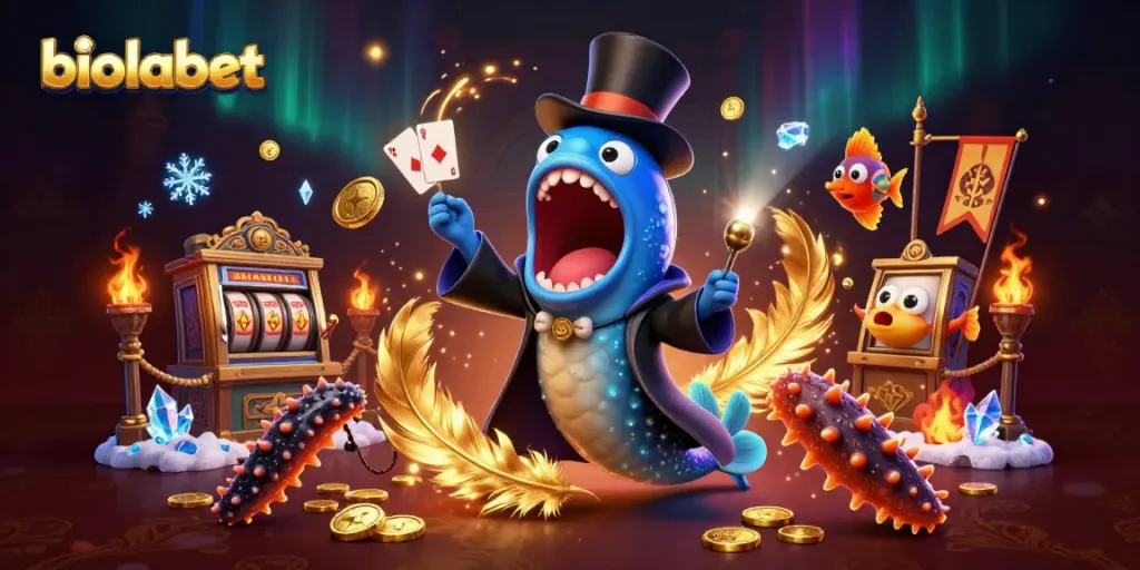 Experience thrilling gameplay with biolabet in this vibrant and dynamic casino-themed illustration.