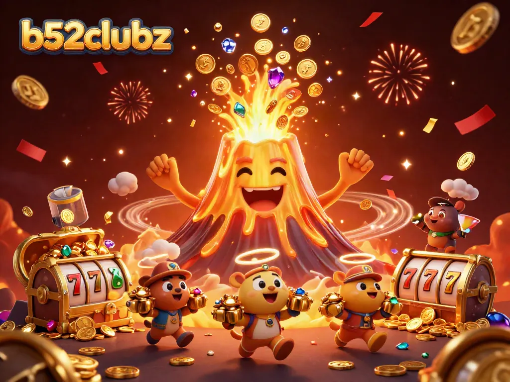 Experience the thrill at b52clubz with a jubilant volcanic eruption of treasure and dynamic gaming elements.