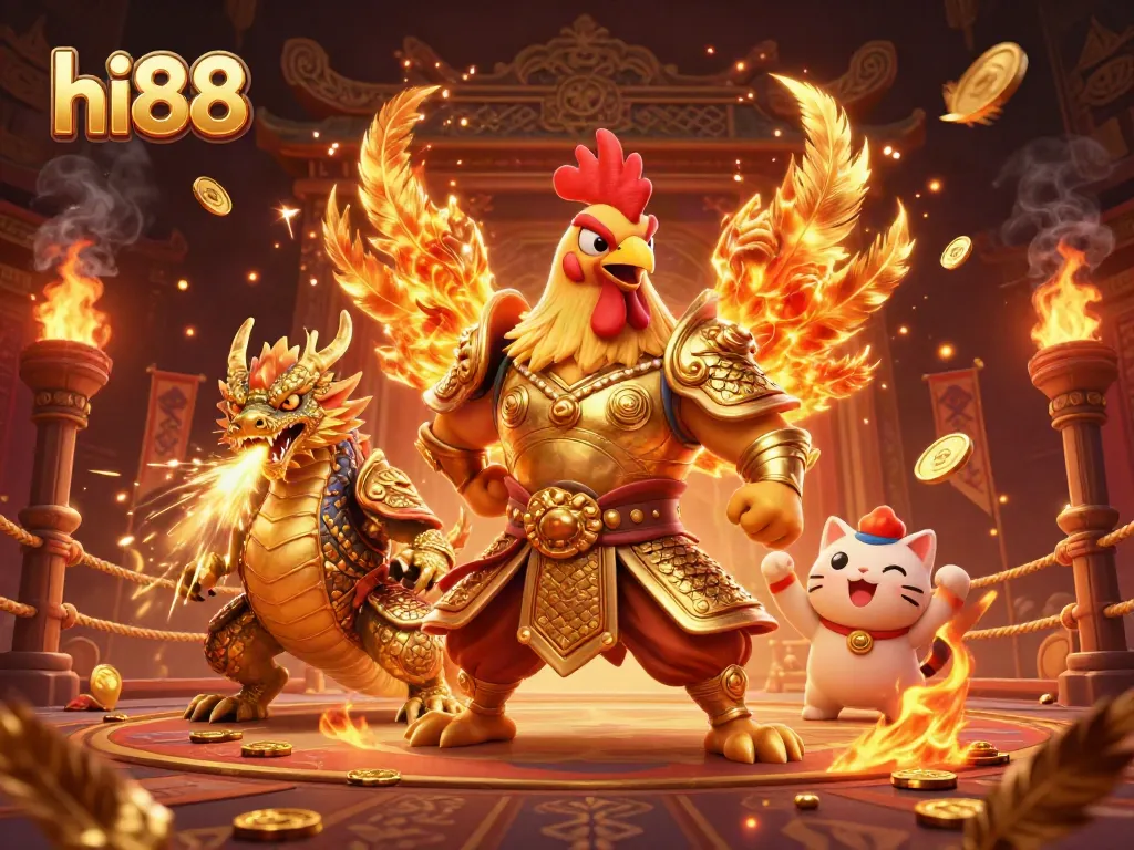 Experience thrilling action at hi88 with fierce warriors and lively casino elements.