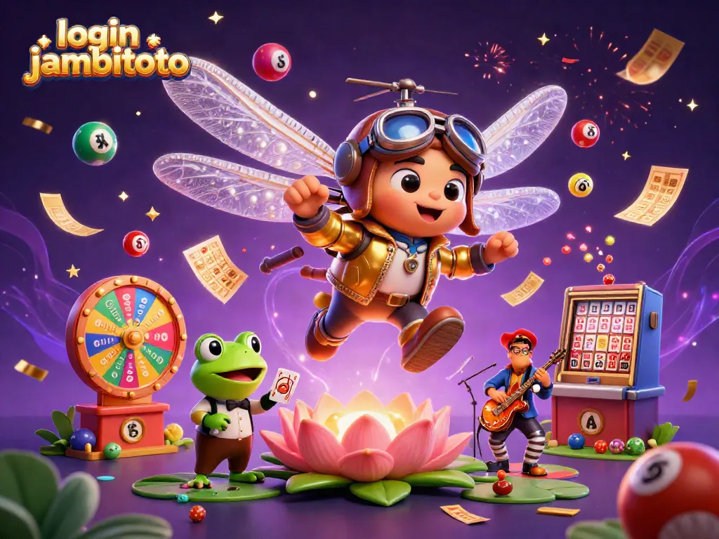 Engage with vibrant action at the login jambitoto lily pad casino, featuring a lively frog croupier.