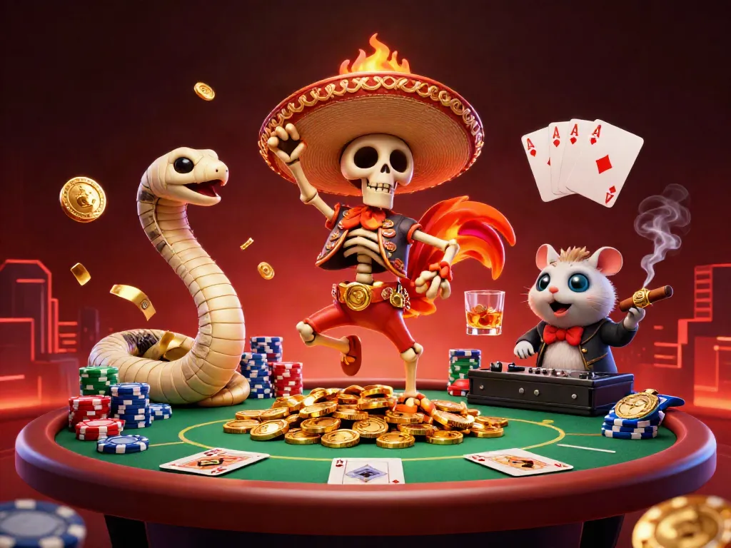 lc88 celebrates gambling with a mariachi rooster and golden elements in a lively casino scene.