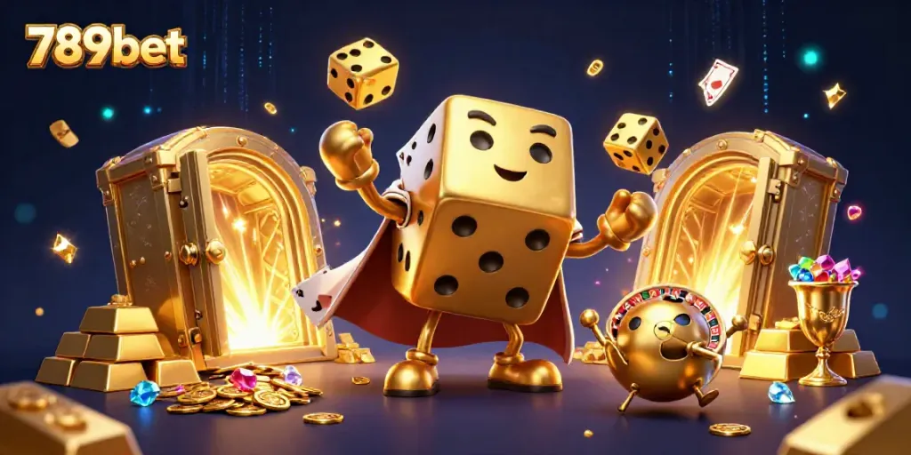 Experience thrilling gameplay with 789bet in a vibrant 3D casino environment filled with treasures.