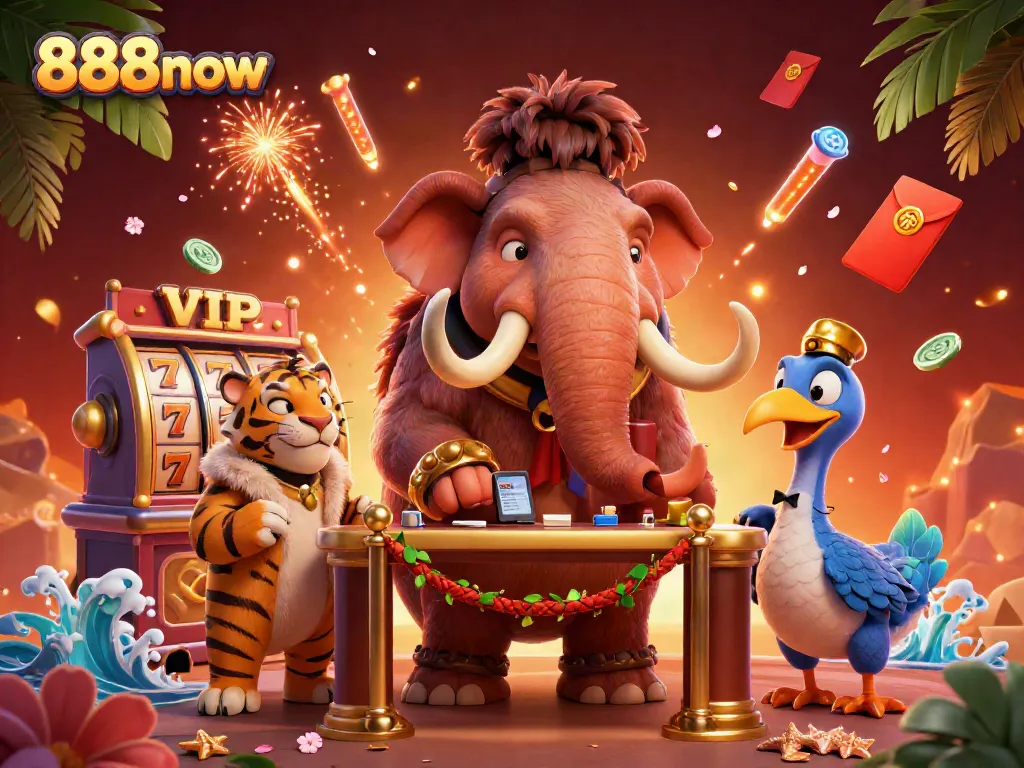 Experience thrilling action at 888now with vibrant characters in an exciting casino scene.