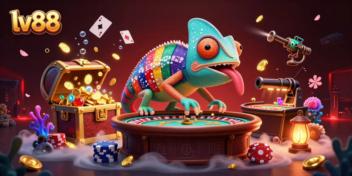 Bet on lv88 with dynamic 3D chameleon and lively casino elements enhancing the gaming experience.