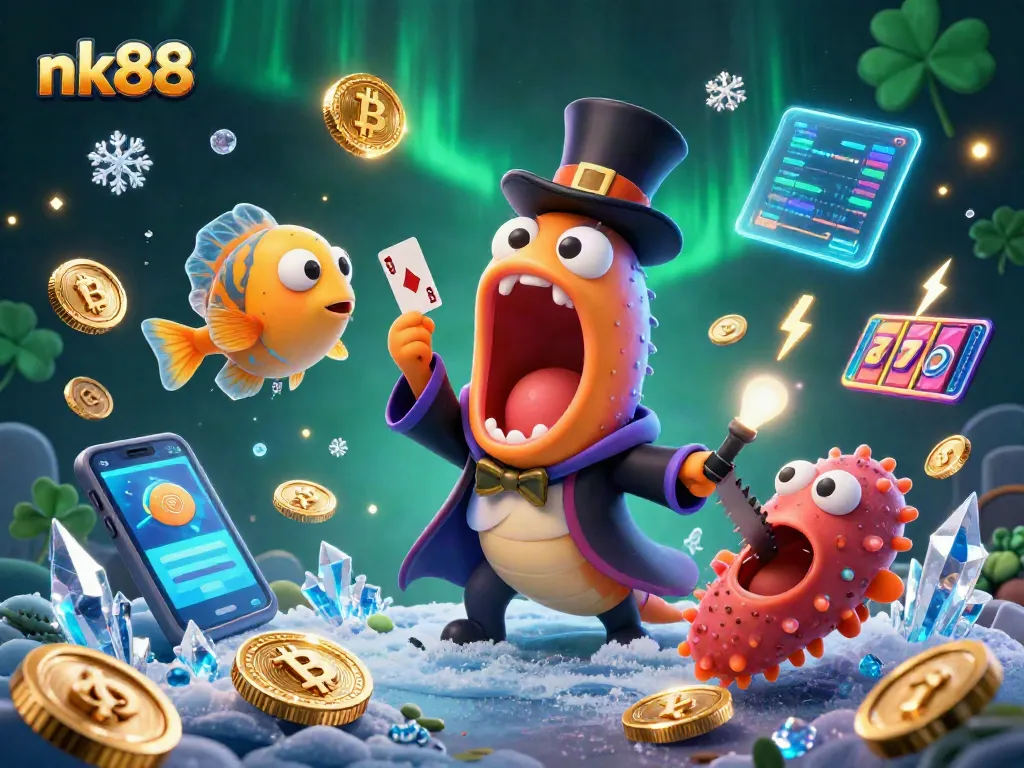 Enjoy thrilling casino magic with nk88 as a bioluminescent eel performs card tricks.