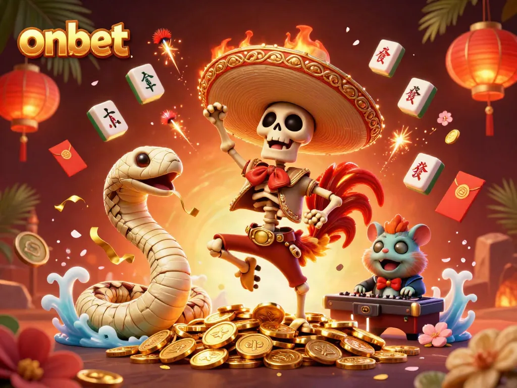 Experience thrilling entertainment with onbet's vibrant casino scene featuring dynamic characters and animated elements.