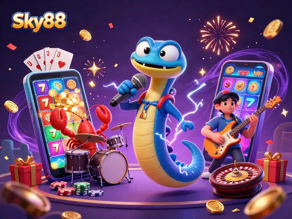 Experience thrilling casino action with Sky88 as colorful games burst from a vibrant underwater stage.
