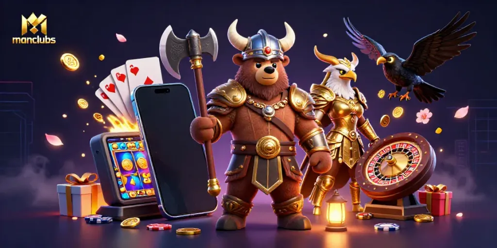 Engage with manclubs in vibrant casino action featuring Viking, eagle, and mystical runes.