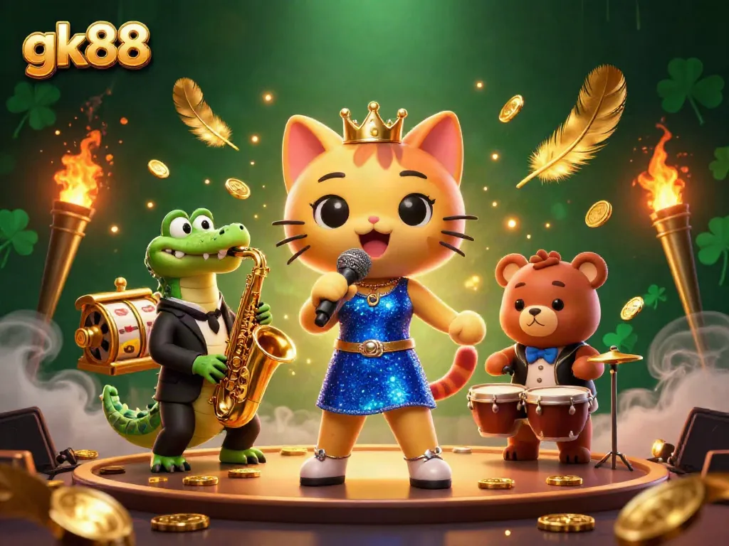 Join the vibrant atmosphere of gk88 with lively characters captivating players in an exciting online casino