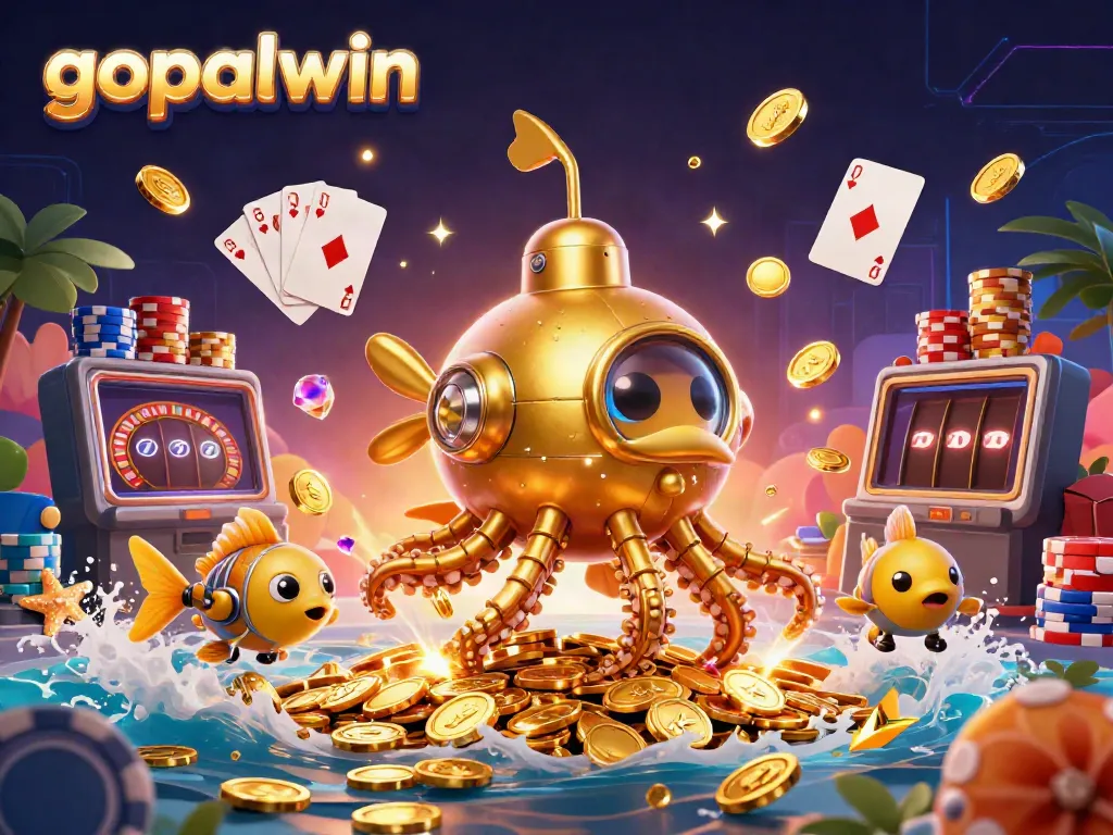 Experience gopalwin's exciting gameplay with this vibrant 3D casino illustration bursting with action.