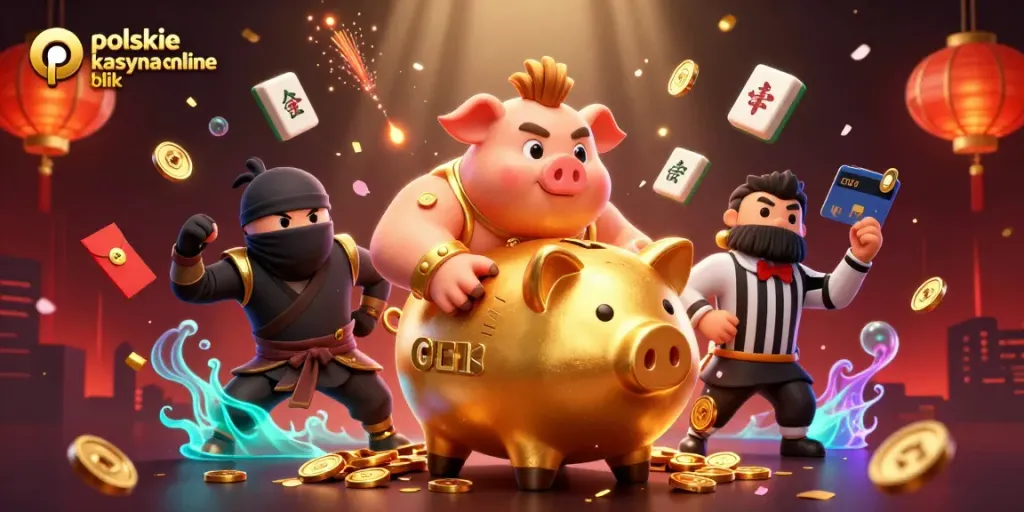 Engage with polskie kasyna online blik as the golden piggy bank sumo wrestles, coins scatter, and luck abounds!